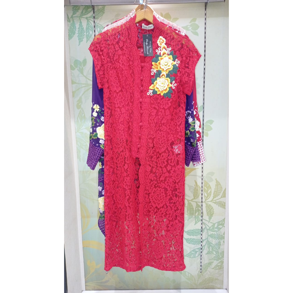 Kebaya Encim Panjang Merah By Roemah Kebaya Vielga