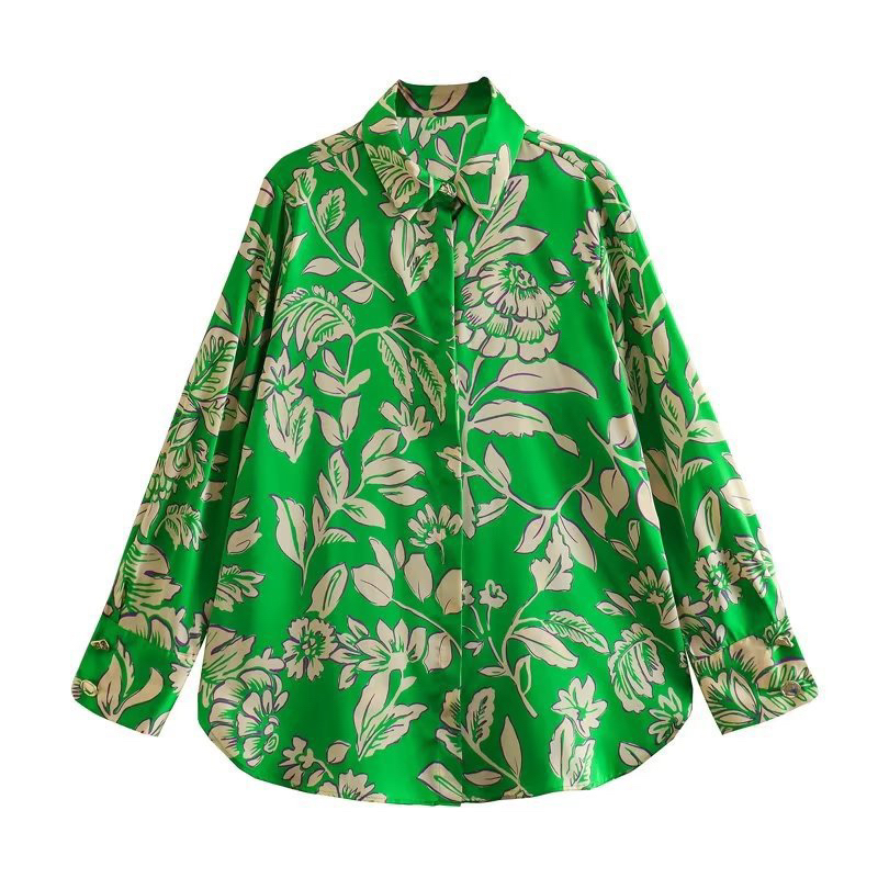 KEMEJA HIJAU SATIN FLORAL SHJT1070312J553