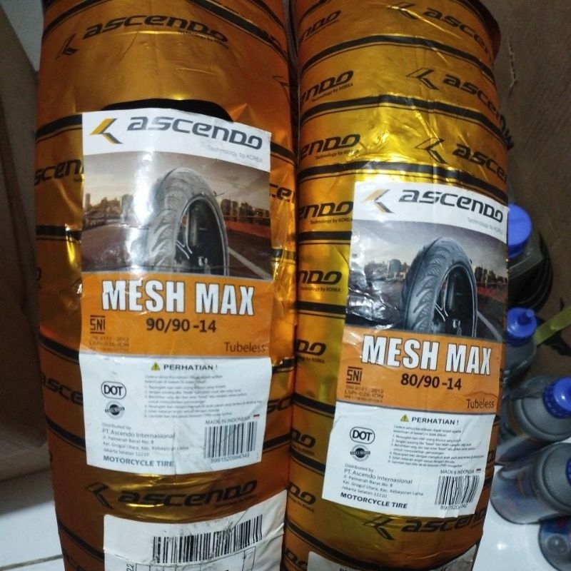 BAN LUAR BELAKANG 90/90-14 TUBELESS  ASCENDO MESH MAX