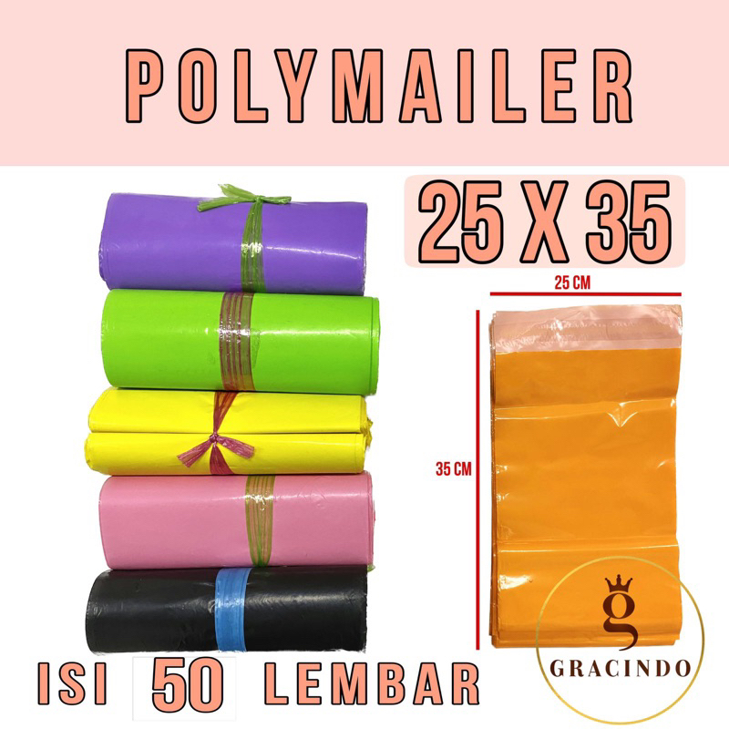 

25x35 50 LEMBAR / PLASIK POLYMAILER PLASTIK PACKING ONLINE SHOP