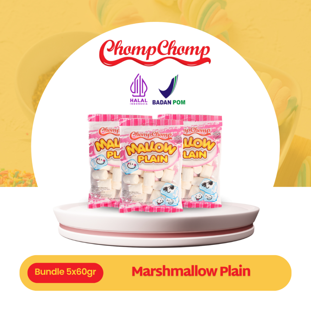 

Snack Marshmallow Chompchomp Plain 60gr Isi 5 Bungkus