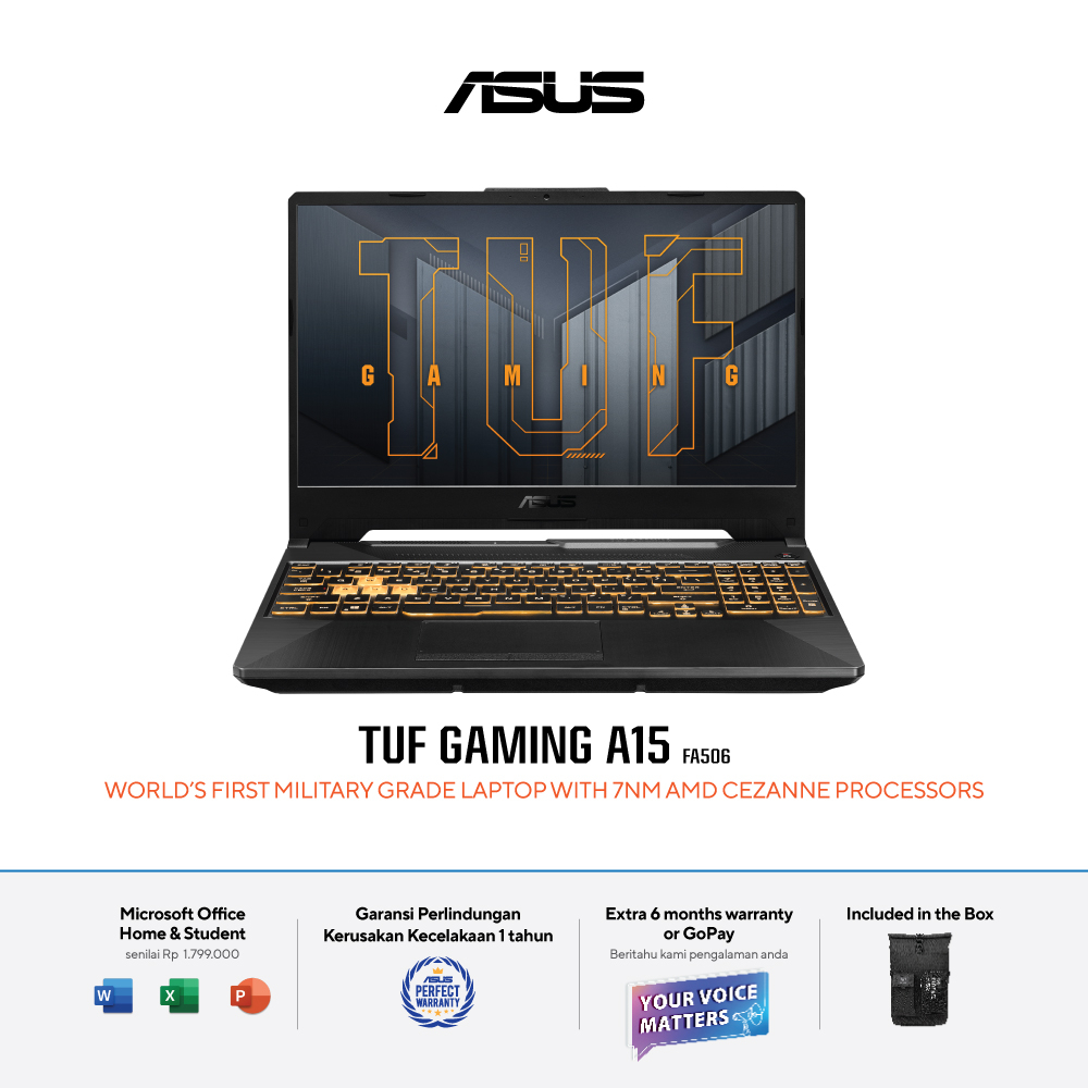 ASUS TUF GAMING A15 RTX3060 6GB RYZEN 7 5800H 16GB 512GB 15.6" FHD IPS W11 OHS21