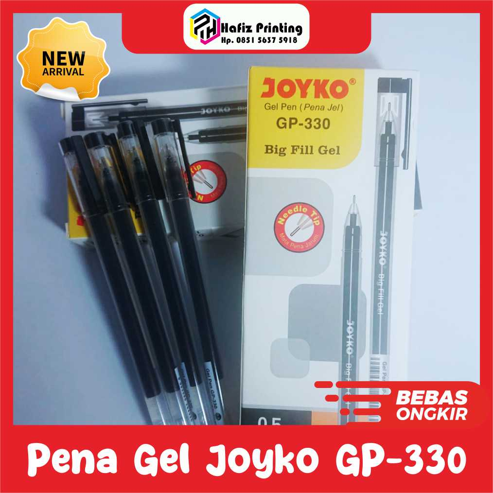 

pena/pulpen joyko gel pen big fill 0.5mm GP-330 isi 12 pcs hitam