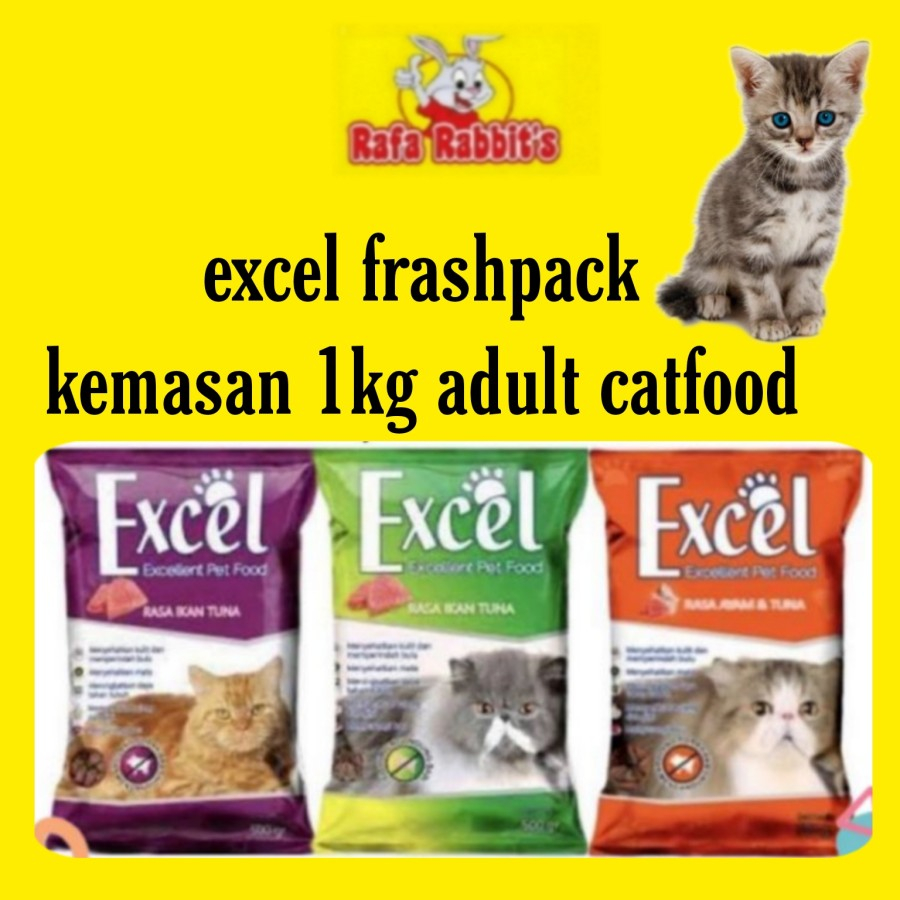 excel makanan kucing kemasan 1kg dry food terlaris