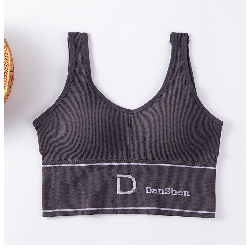 Pakaian Dalam Wanita Bra Polos Yoga Bra Push Up Tanpa Kawat Sport Bra-bra-191 dark grey