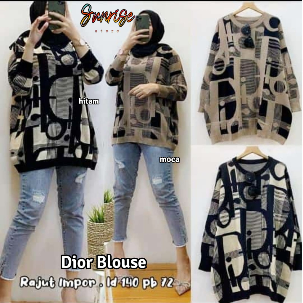 BLOUSE RAJUT IMPORT WANITA JUMBO LD 140 LENGAN PANJANG KEKINIAN / PAKAIAN WANITA BAJU ATASAN BLOUSE 