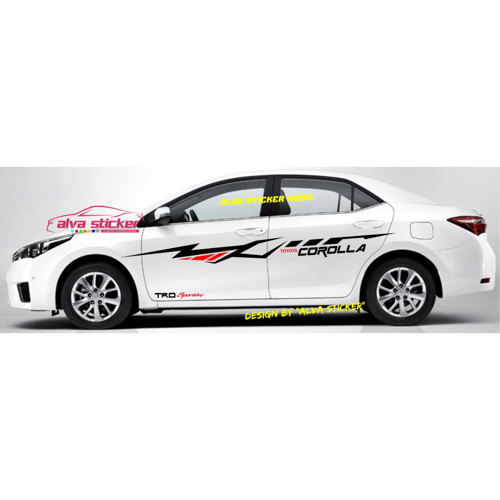 (ALVA) best sticker mobil toyota corolla old/new stiker list stripe body samping mobil toyota coroll