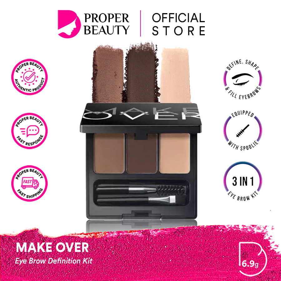 MAKE OVER Eye Brow Definition Kit Indonesia / 6.9g / Define Shape Fill Eyebrows / Equipped With Spoo