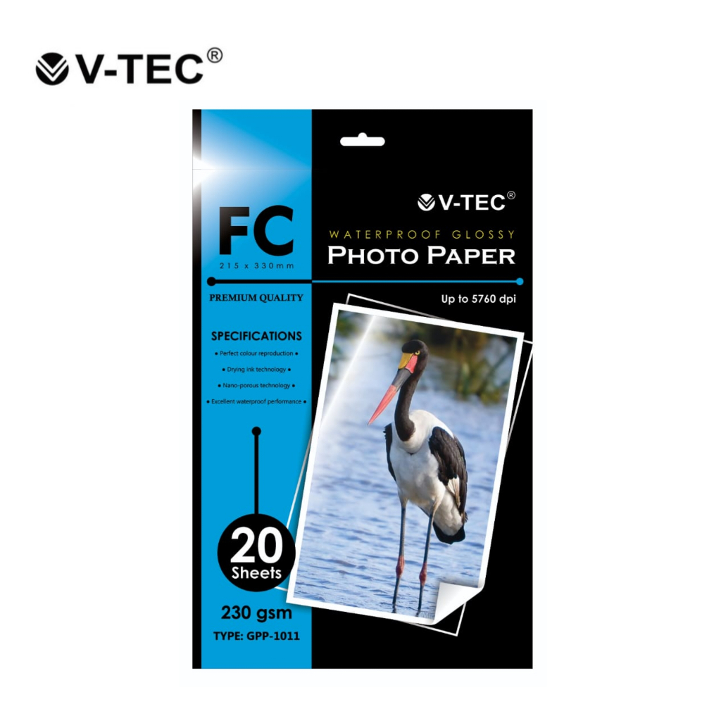 

Kertas Foto V-TEC Glossy Photo Paper FC F4 Folio 230 gsm VTEC
