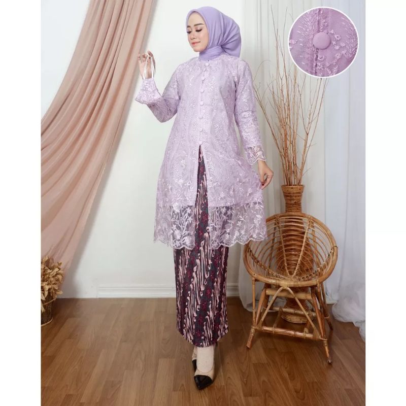 Tunik Busui ~ Setelan Kebaya Tunik Kurung Busui Kancing Depan Baju Kondangan Tunangan Dan Acara Pest
