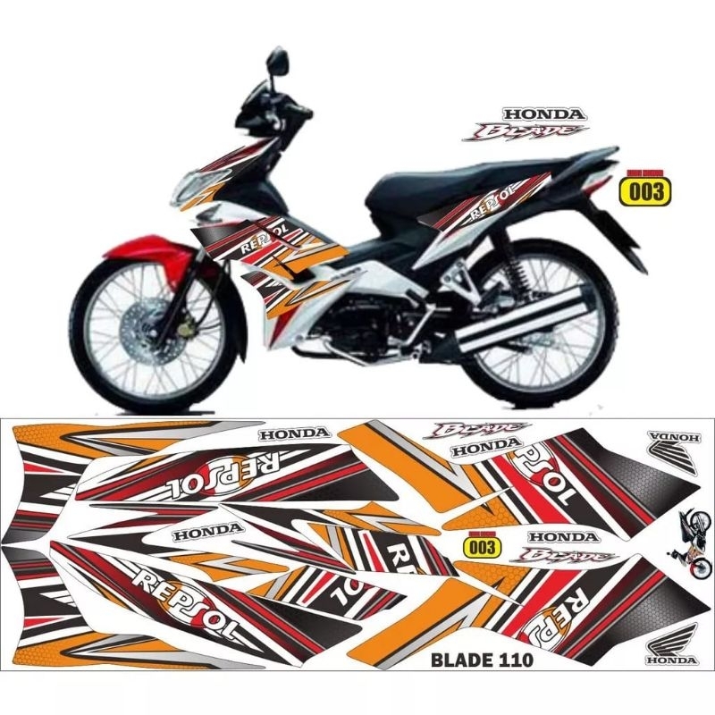 (COD) Striping Blade 2008-20011 variasi sticker Blade 110 Repsol
