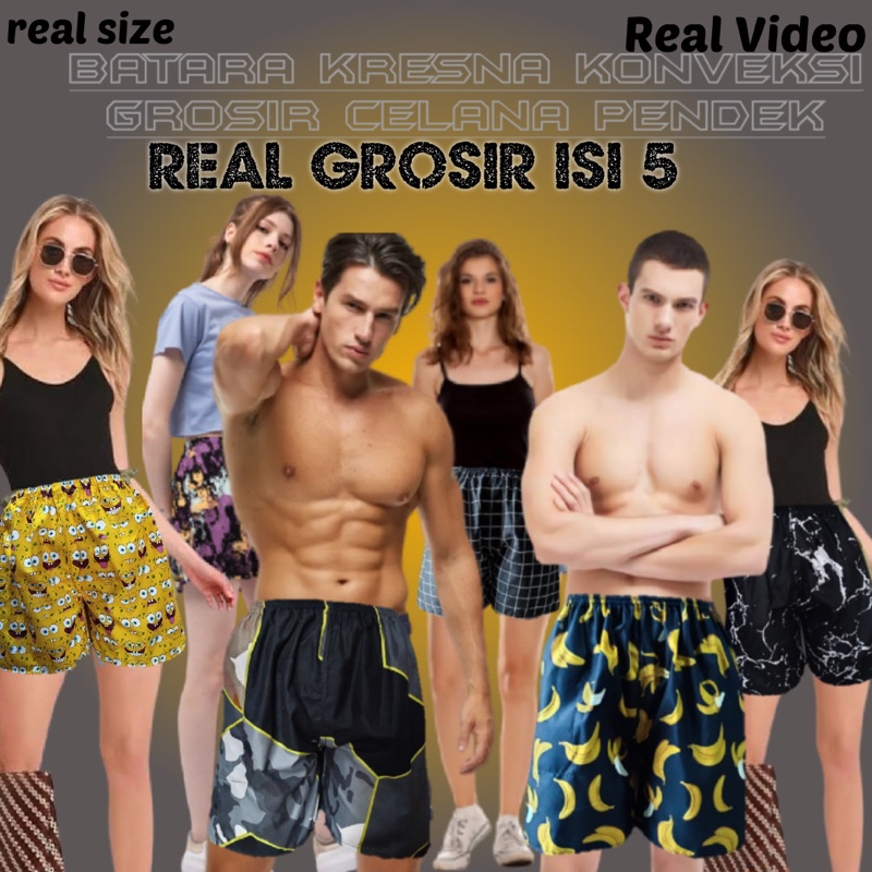 Grosir Celana Kolor 5pc Pendek Pria Wanita Batara Kresna konveksi Klaten
