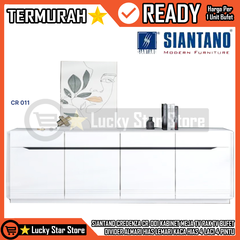 (KARGO) SIANTANO CREDENZA CR-001 KABINET MEJA TV RAK TV BUFET DIVIDER ALMARI HIAS  LEMARI KACA HIAS 