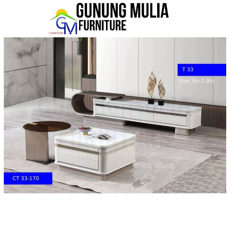 Meja Tamu / Meja Kopi / Buffet TV / Meja TV Kaca Marmer