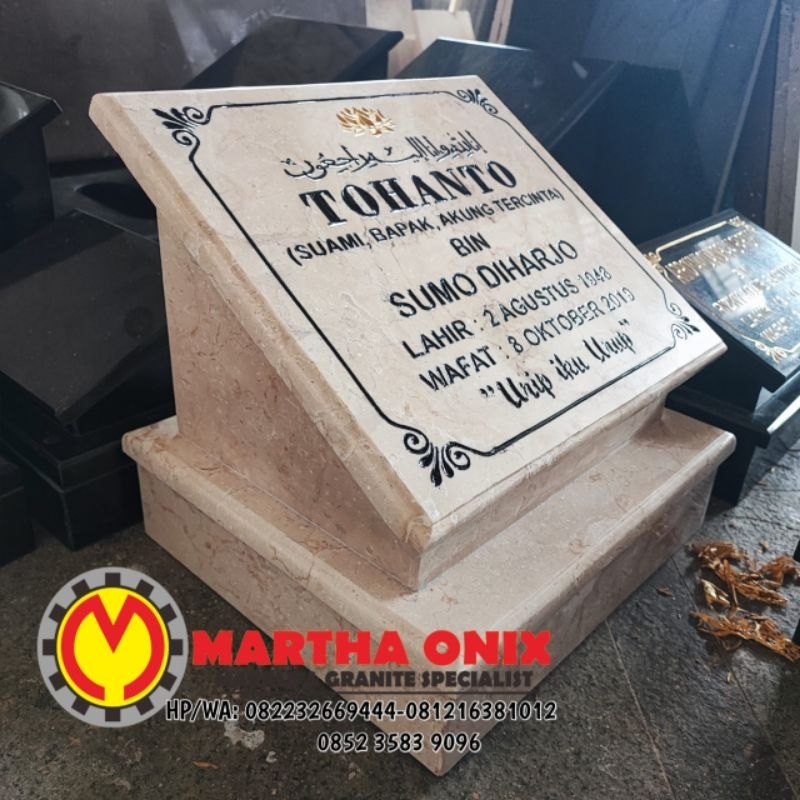 Batu Nisan Marmer Sederhana Elegant, Maesan Marmer Alam Tanda nama Makam