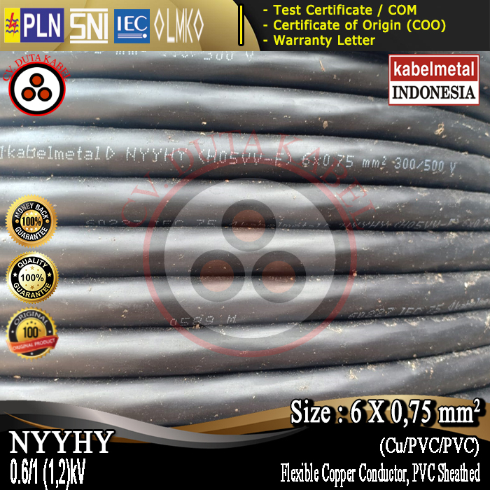 Kabel NYYHY 6x0,75 mm2 METAL /6 x 0,75 mm2/6x0.75mm2/6x0.75 mm2/6x0.75