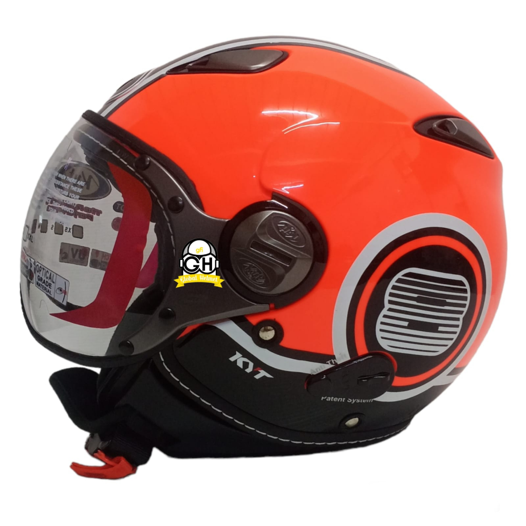KYT HELM ELSICO SUPER FLO #1 RED FLUO BLACK SINGLE VISOR