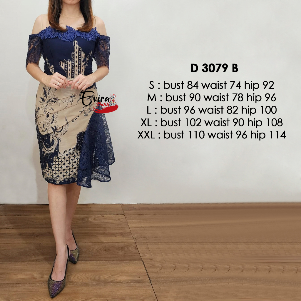 Dress Batik Wanita Modern D 3079 B / Dress Batik Keren / Set Couple / Family Set / Dress Batik Konda