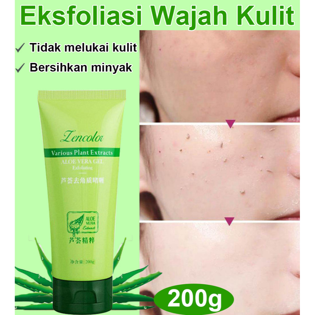 exfoliating gel wajah 200g scrub wajah eksfoliasi wajah berjerawat Aloe Vera Centella Asiatica Peeli