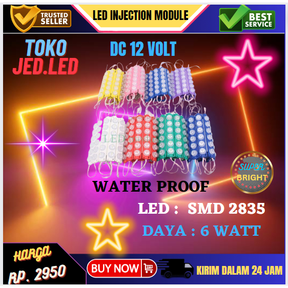 Lampu Led Modul DC 12Volt 6 Mata Besar 6 Watt SMD 2835/3030 Waterproof IP65...