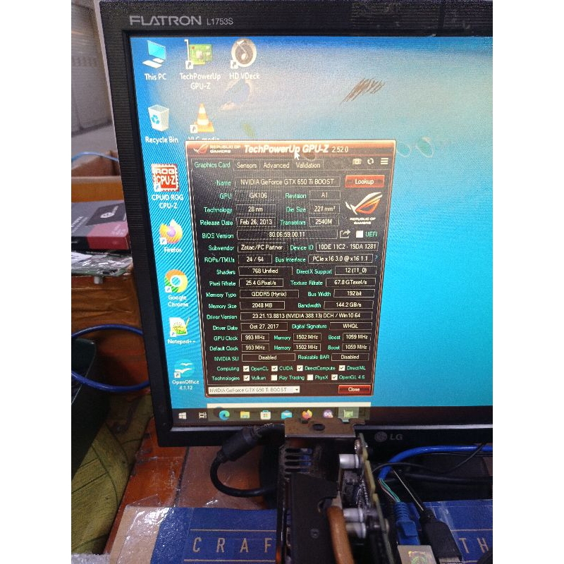 vga card GTX 650ti 2GB DDR5 192Bit normal