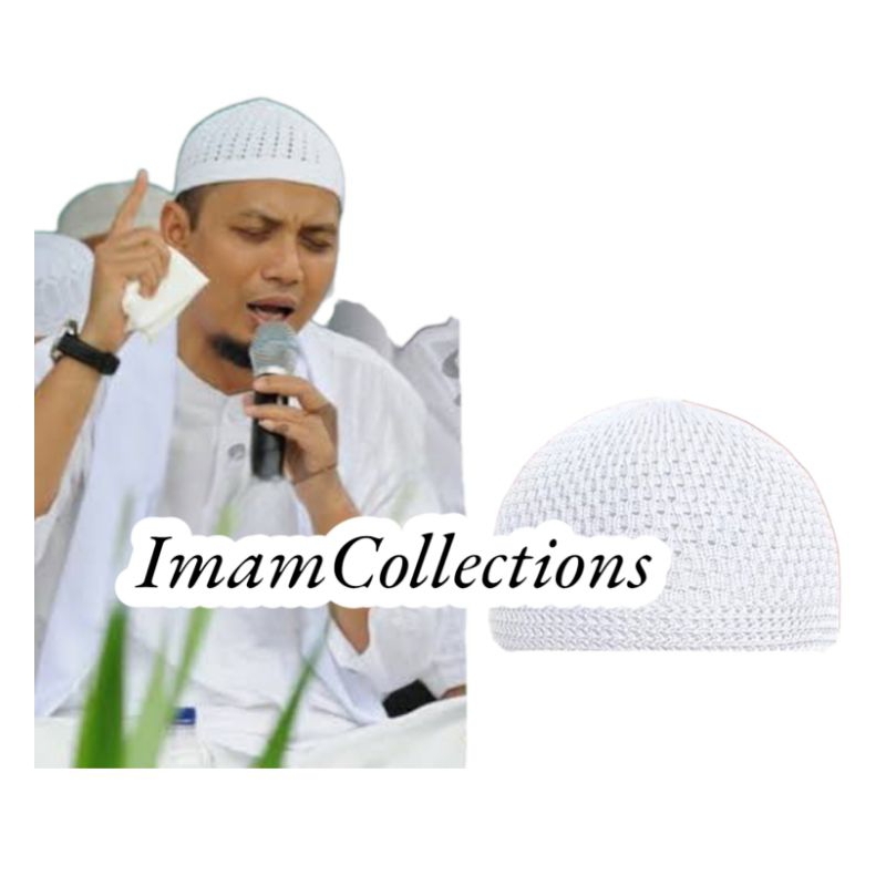 Peci Rajut Putih Premium/Peci Haji/Peci Bundar Dewasa