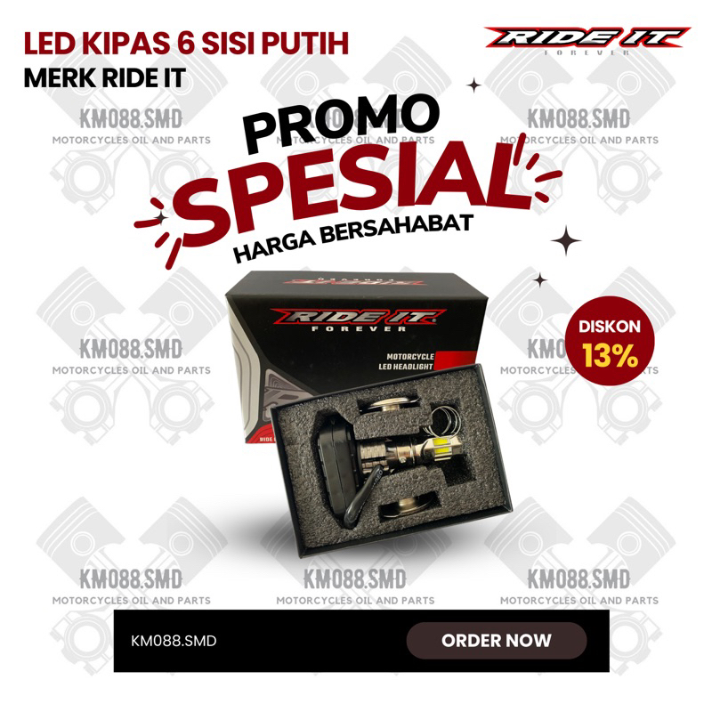 LED KIPAS RIDE IT WARNA PUTIH 6 SISI