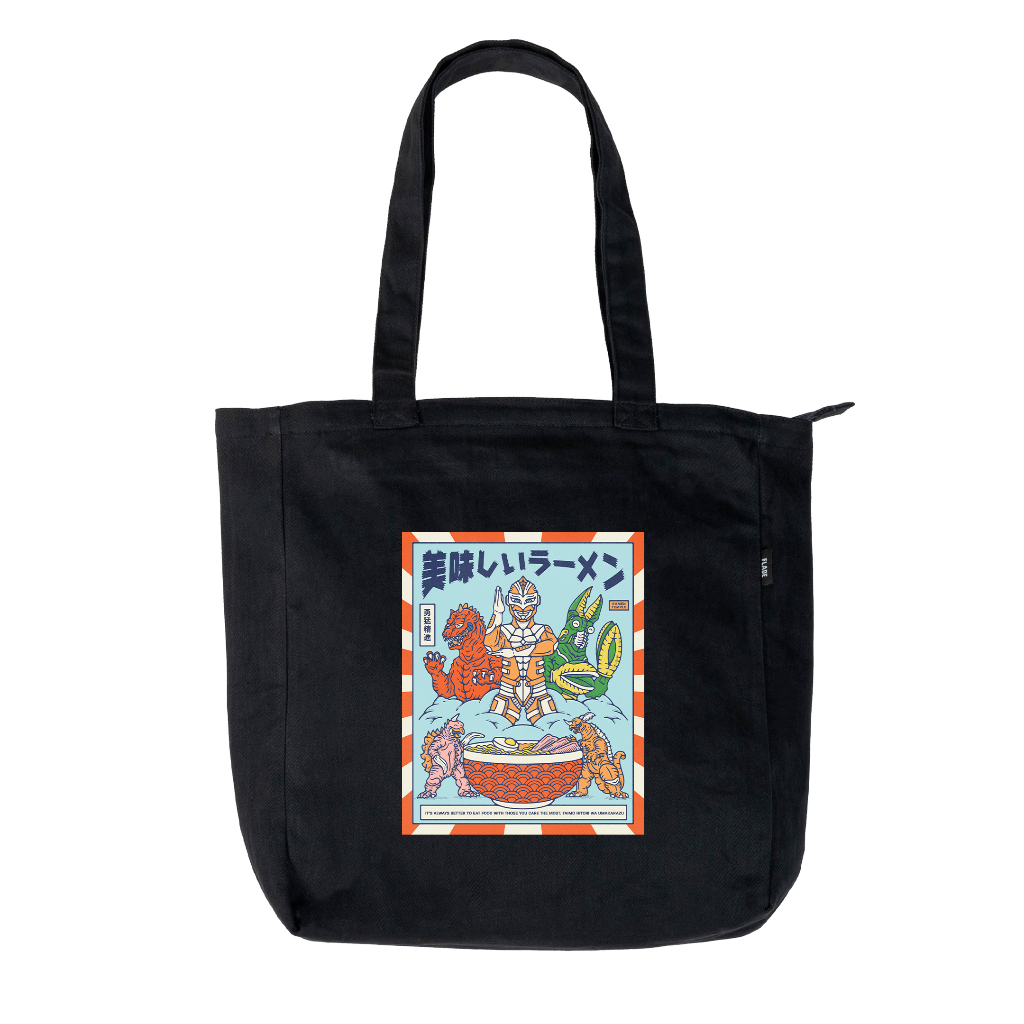 

ID FLADE STUDIOS TOTE BAG KANVAS HITAM RESLETING - TAS PRIA WANITA - JAPAN SERIES