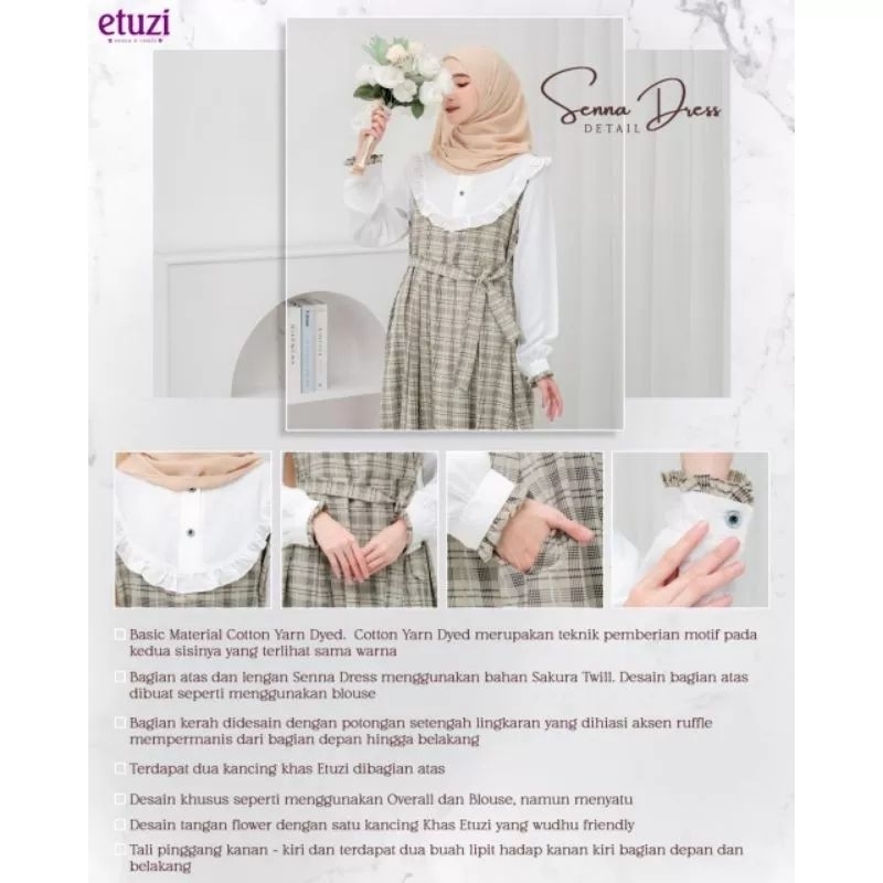 Senna Dress Gamis Remaja kekinian/cotton yard dyed By Etuzi hijab