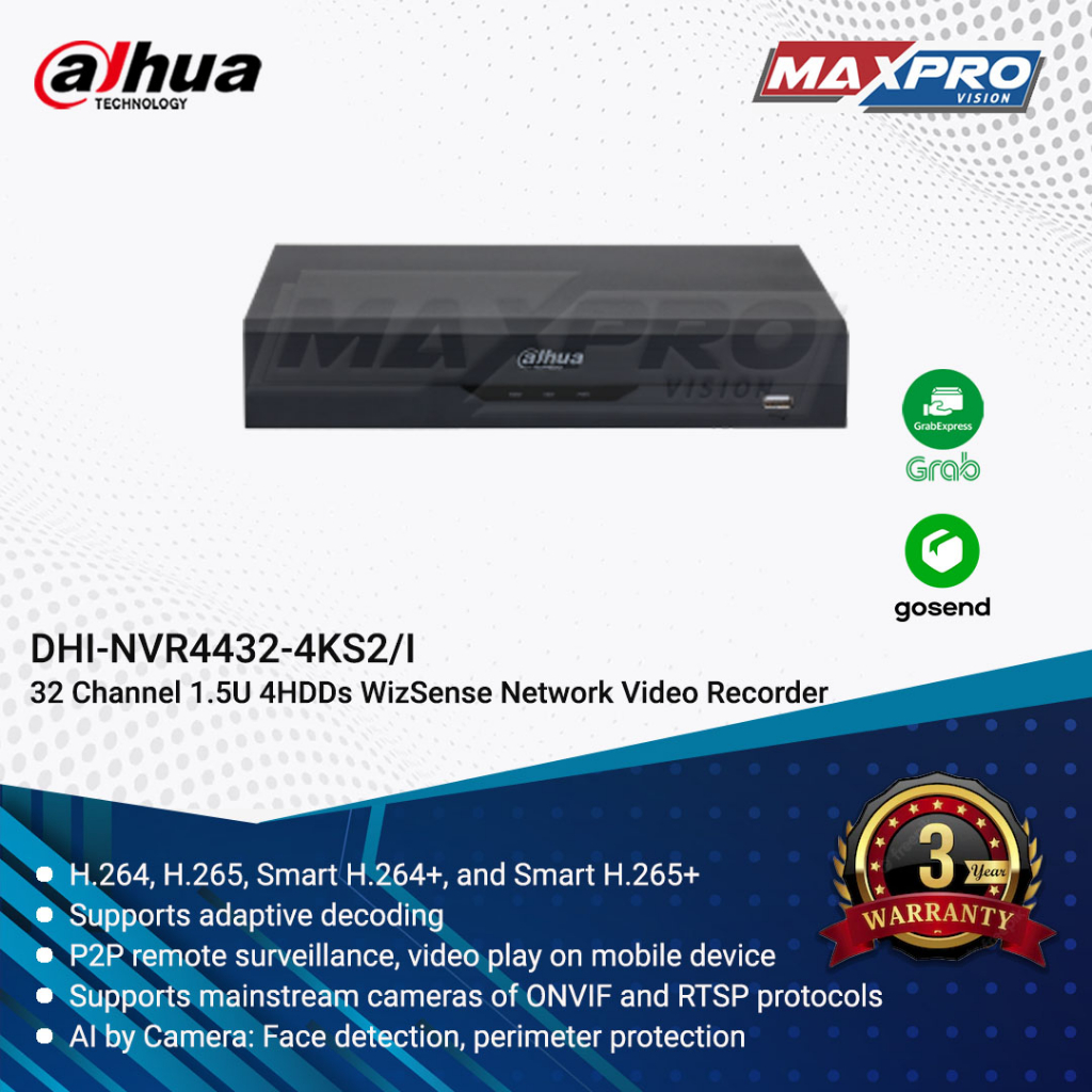 DHI-NVR4432-4KS2-I - DAHUA NVR 32CH 4 SLOT HDD WIZSENSE