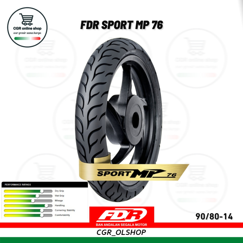 Ban Luar FDR Sport MP76 Tubeless Matic 90/80-14 Soft Compound Ban Balap Matic MP76