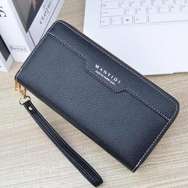 DOMPET PANJANG WANITA 2 RESLETING PREMIUM KULIT HITAM QUIMANE WA765B5 IMPORT SLOT KARTU UANG KOIN BESAR BRANDED REMAJA KEKINIAN KOREA CEWEK SIMPLE FASHION CASUAL BRANDED BATAM