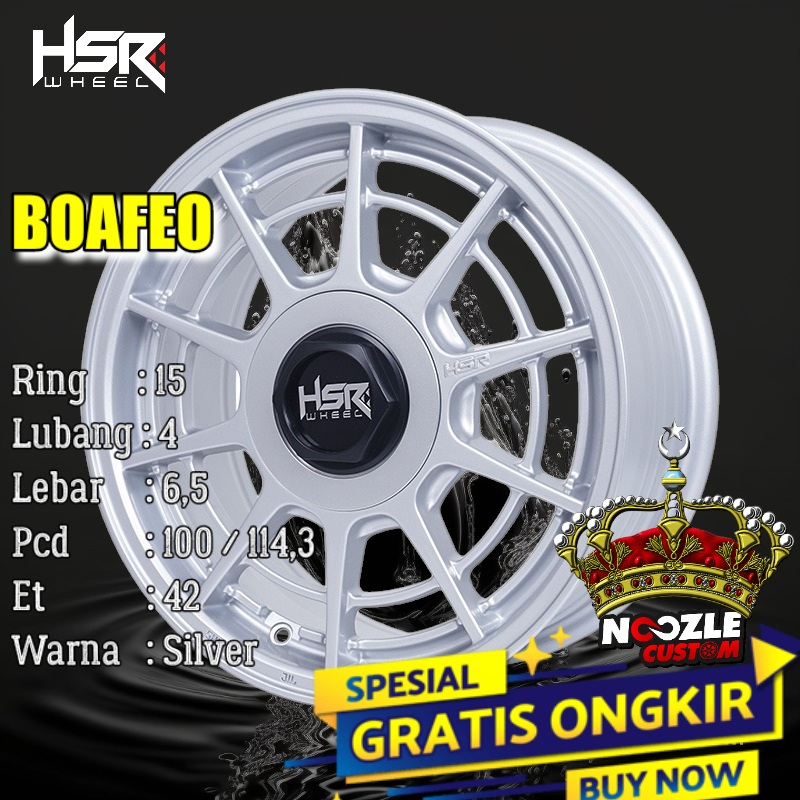 VELG MOBIL BRIO AVANZA R15 TYPE HSR BOAFEO PELEK TERBARU HSR RING 15 LUBANG 4