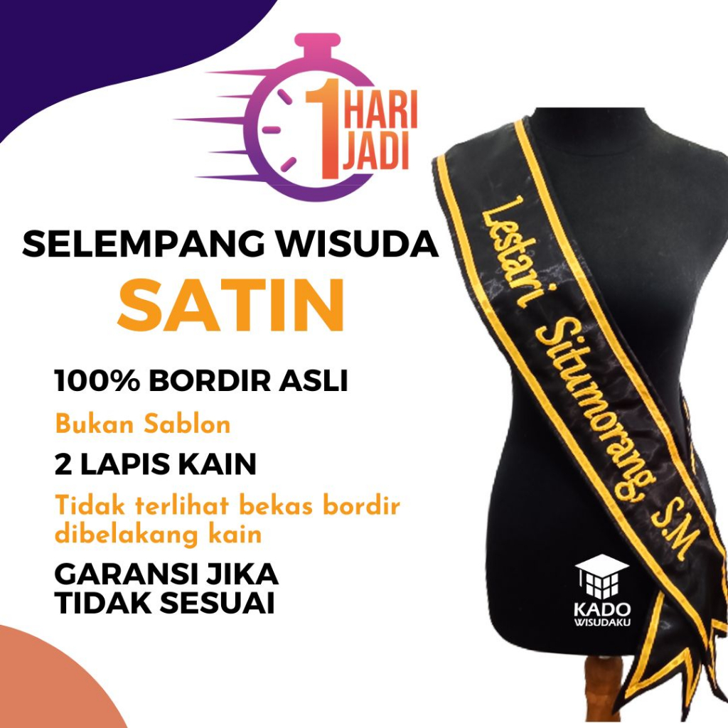 Selempang Wisuda Nama Cumlaude Custom Logo