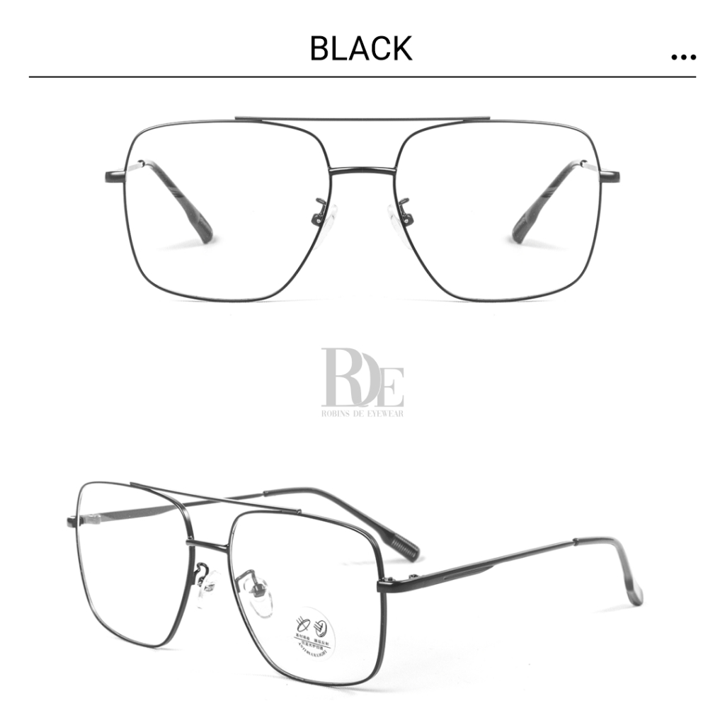 Robins kacamata Aviator Anti Radiasi Komputer Frame Kacamata Tony Stark Bisa Minus Photocromic Bluecromic Fashion Pria Wanita 5556-Black