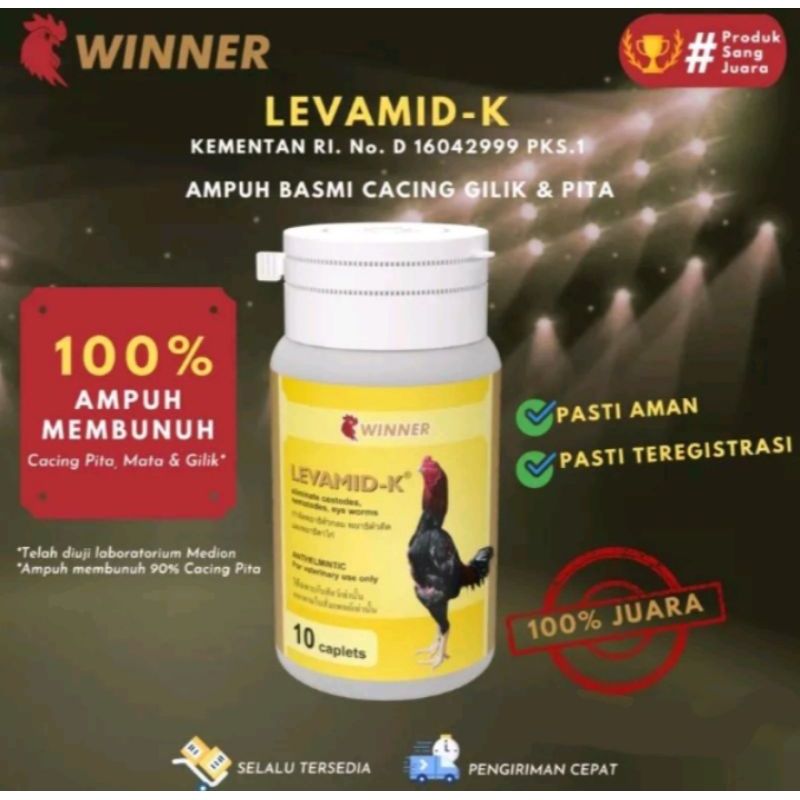 Winner Levamid Obat Cacing Khusus Ayam Laga ,Obat Cacing Herbal