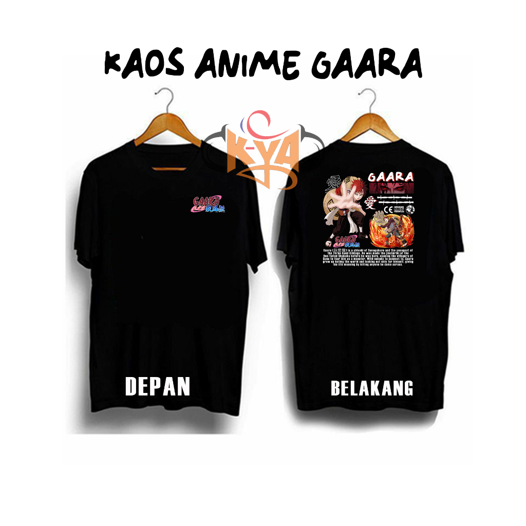 K_YA Kaos Anime / Kaos Naruto Gaara / Kaos Terbaru / Kaos modern / Kaos Anime Gaara / Baju Anime Gaa