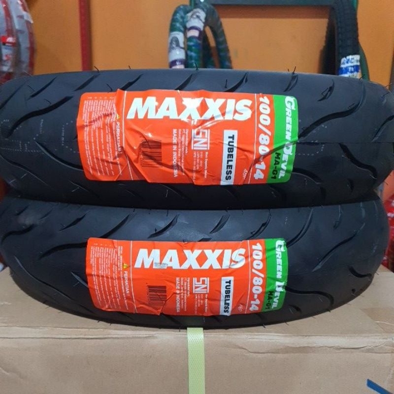 Ban Luar Tubeles Ring 14 || MAXXIS GREEN DEVIL MAG-1 100/80-14 & 90/80-14 Ban Luar Motor