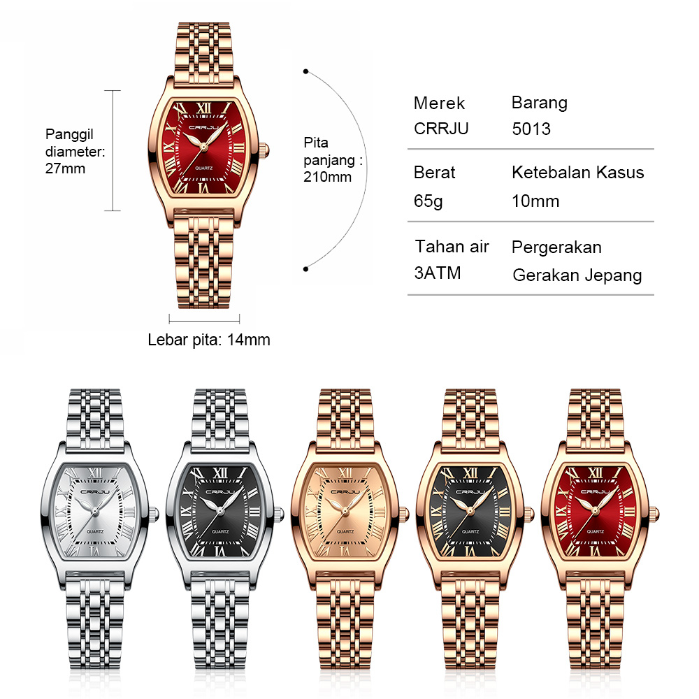 New- CRRJU Jam Tangan Wanita Elegan Terbaru 2023 Anti Air Rantai Kado Buat Pacar Cewek 5013