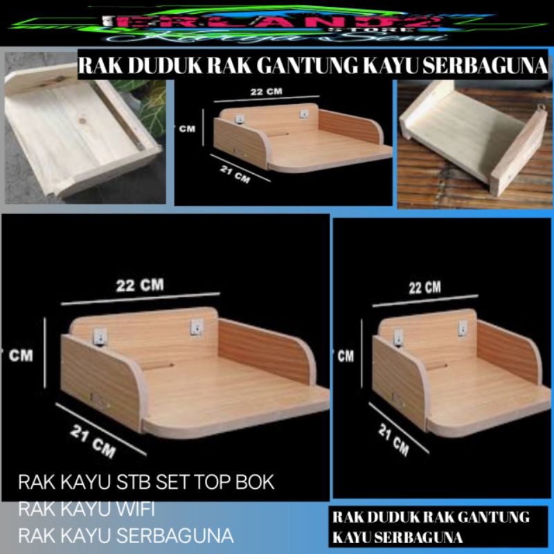 Rak kayu STB set top bok rak kayu wifi serbaguna