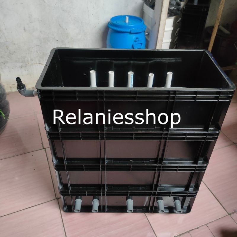 Box filter kolam ikan trickle filter 4 susun Hitam