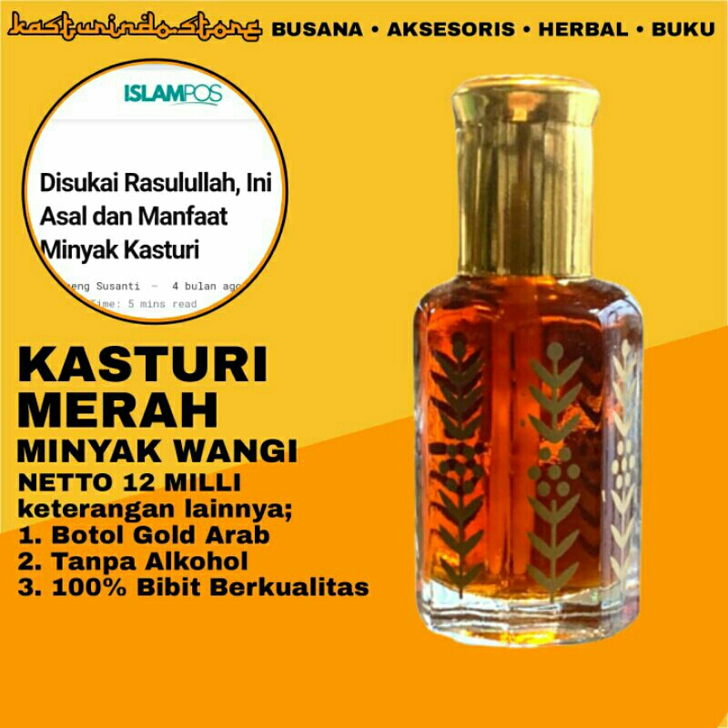 Bibit Biang Parfum Minyak Wangi Kasturi Merah 12 Milli ML Parfume