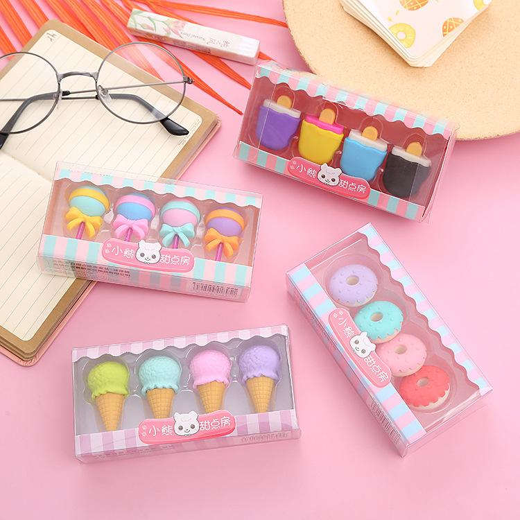 

PENGHAPUS PENSIL SET 4 IN 1 MODEL ICE CREAM/DONAT/LOLLIPOP/ICE STICK