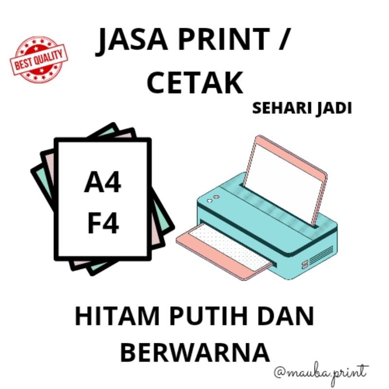 

JASA PRINT / CETAK A4, F4 TERMURAH SEHARI JADI