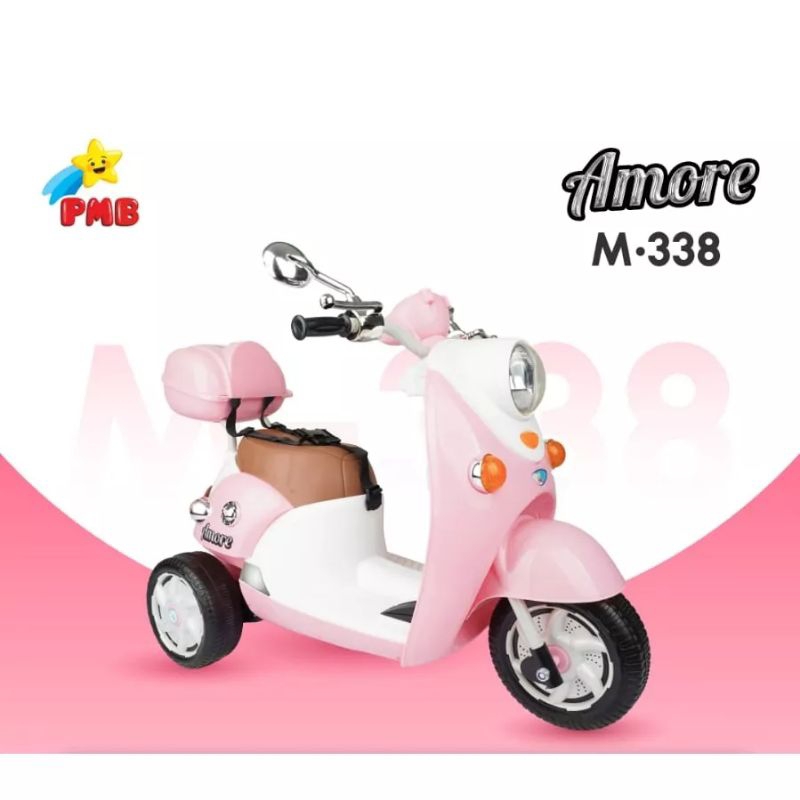 Mainan anak motor aki Amore m338 with remote control original pmb