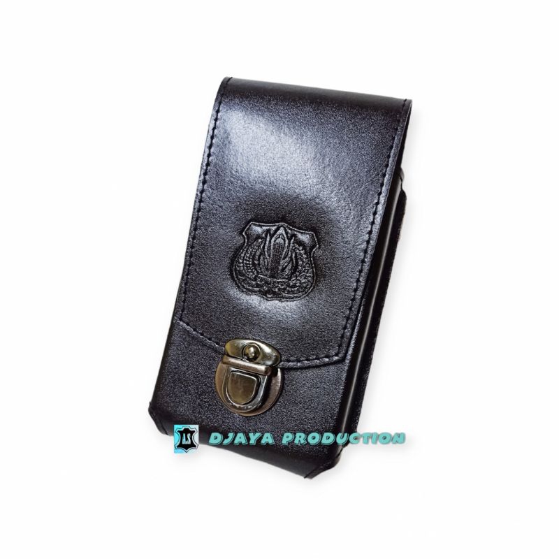Sarung hp pinggang kulit asli logo satpam