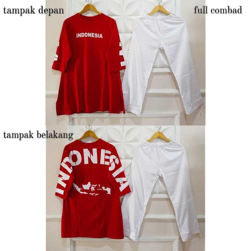 SETELAN MERAH PUTIH EDISI AGUSTUSAN / ATASAN MERAH PUTIH / KAOS AGUSTUSAN JUMBO / SETELAN KAOS INDON