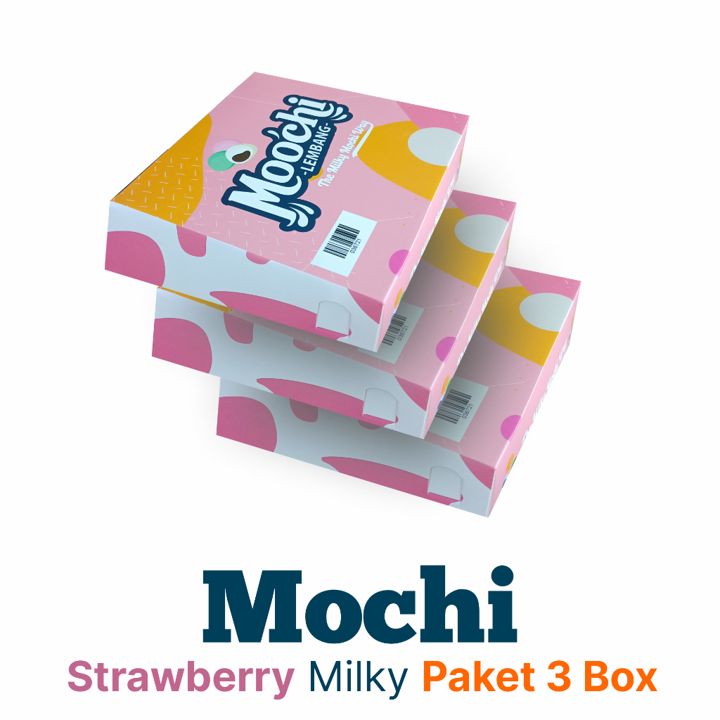 

MOCHI STRAWBERRY LEMBANG | Paket 3 Box | Jajanan | Oleh Oleh - Makanan - Cemilan - Kue Lembang | Makanan Hemat - Mochi Milky Jam Strawberry Daifuku | 3 Box