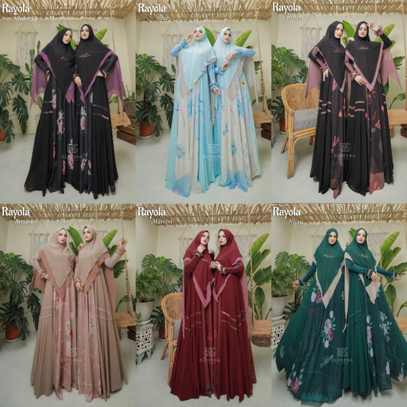 Zamora Series Eldeena Syar'i By Kanaya Terbaru Gamis Muslim Ceruty Babydoll Printing Mix Jersey Kore