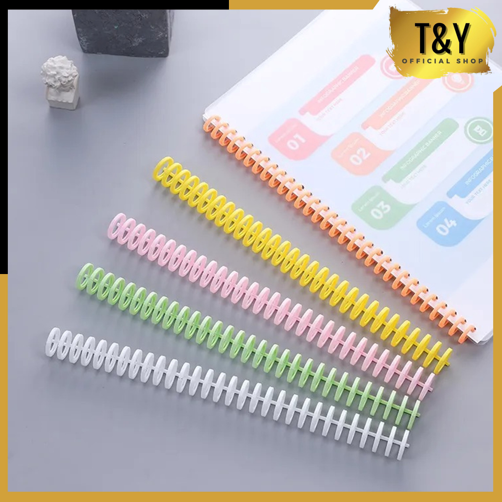 

T&Y Ring Binder Plastik Spiral 30 Lubang Pengikat Kertas Buku Album Buku Tempel Buku Spiral A4 DIY Spiral Binder Strip Lingkaran Buku Cincin